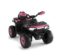 GarveeMore Coche Eléctrico Infantil 12V, Quad Eléctrico para Niños, 2 Motores,Mando Parental,Suspensión,Faros LED, Música, Bluetooth, USB, Bandera Luminosa, A Partir de 3 Años, 95×56×55cm Rosa Oscuro