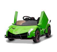 GarveeMore Coche Eléctrico Infantil Lamborghini 12V Licenciado - Puertas De Tijera Con Control Remoto Para Padres - Luces LED y Reproductor MP3 - Asiento Amplio - Juguete De Batería Para Niños - Verde