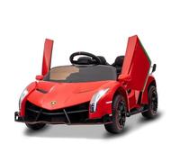 GarveeMore Coche Eléctrico Infantil Lamborghini 12V Licenciado - Puertas De Tijera con Control Remoto para Padres - Luces LED y Reproductor MP3 - Asiento Amplio - Juguete De Batería para Niños - Rojo