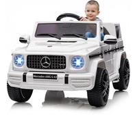 GarveeMore Coche eléctrico Infantil Mercedes-Automóvil de Lujo G63 AMG Oficial - 12V, Mando a Distancia, 3 velocidades - Seguridad, Luces LED, música, Conexión inalámbrica, USB - Color: Blanco