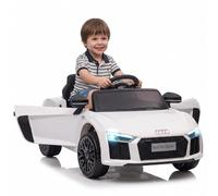 GarveeMore Coche eléctrico Infantil Tipo policía 12V - Control Remoto Parental - Suspensión, Luces LED, música - Puertas de Tijera, 3 velocidades, Seguro para niños 3-8 años - Color Blanco