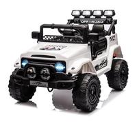 GarveeMore Coche Electrico para Niños 12V - Carro Electrico Infantil 2 Plaza con Mando Remoto 2,4G, Música, Antivibración, Ruedas Anchas, 3 Velocidades y Luces LED - para Niños 3-8 Años, Blanco