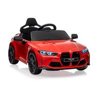GarveeMore Coche eléctrico para Niños 12V - Carro Electrico Infantil con Mando Remoto 2,4G, 3 velocidades, Luces LED, claxon y música - para 3 a 8 años - Rojo