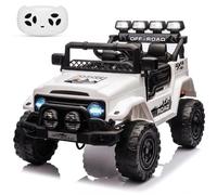 GarveeMore Coche Electrico para Niños 12V - Carro Electrico Infantil con Mando Remoto 2,4G, Música, Antivibración, Ruedas Anchas, 3 Velocidades y Luces LED - para Niños 3-5 Años, Blanco