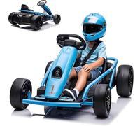 GarveeMore Coche Eléctrico para Niños Tipo Kart De Deriva, Plástico y Metal, 24V, Batería 2 * 12V 9AH, Norma Europea, Color Azul,110×77×54 cm