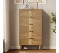 GarveeMore Cómoda De 5 Cajones En Negro y Blanco - Mueble Auxiliar De Almacenaje con Diseño Vintage, Cajonera Alta Moderna para Dormitorio, Salón o Recibidor