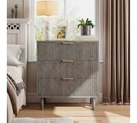 GarveeMore Cómoda Moderna con 3 Cajones - Mueble Auxiliar de Gran Almacenamiento - Almacenamiento compartimentado - Patas Metálicas Altas - Ideal para Dormitorio, Salón y Recibidor - Gris