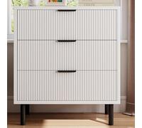 GarveeMore Cómoda Moderna con 3 Cajones - Mueble Auxiliar de Gran Almacenamiento - Almacenamiento compartimentado - Patas Metálicas Altas - Ideal para Dormitorio, Salón y Recibidor - Blanco