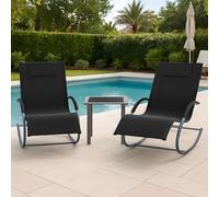 GarveeMore Confort y Durabilidad para Exteriores - Conjunto de 3 sillas reclinables de jardín con Mesa Lateral - Tela textilene de Secado rápido, Estructura de Acero Resistente al Agua