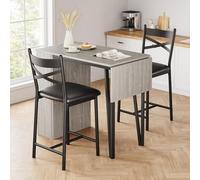 GarveeMore Conjunto De Bar Moderno 3 Piezas - Mesa Alta De Mostrador con Estantes De Almacenamiento - Taburetes Incluidos