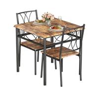 GarveeMore Conjunto de Comedor de 3 Piezas para 2 Personas, Mesa con Estructura Metálica Robusta, 2 Sillas, Color Marrón, para Cocina, Salón y Apartamentos