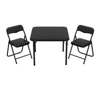 GarveeMore Conjunto Plegable para Niños 3 Piezas - Mesa Cuadrada y 2 Sillas Acolchadas - Estructura De Acero Robusta - Asiento Suave PU