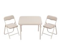GarveeMore Conjunto Plegable para Niños 3 Piezas - Mesa Cuadrada y 2 Sillas Acolchadas - Estructura De Acero Robusta - Asiento Suave PU