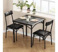 GarveeMore Conjuntos De Mesa De Comedor De 3 Piezas, Mesa De Cocina con 2 Sillas Tapizadas, Mesa De Comedor Cuadrada para 2 Personas
