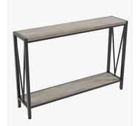 GarveeMore Consola Recibidor como Mesa Auxiliar, con Estante Inferior, Estilo Industrial Gris, para Sala de Estar, Pasillo y Recibidor, 120x25x76cm