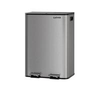 GarveeMore Cubo De Basura De Reciclaje De Acero Inoxidable Con Doble Compartimento 60L (2x30L), Basurero Con Pedal y Tapa De Cierre Suave Para Cocina y Oficina