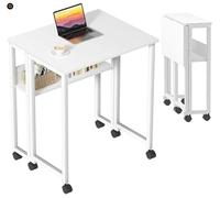 GarveeMore Escritorio Plegable 63x50x75 cm para Ordenador - Mesa Portátil De Aglomerado y Metal, Diseño Compacto y Ahorro De Espacio para Oficina