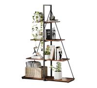 GarveeMore Estantería Libros de Forma de Vela, Librería Estrecha y Alta de 8 Niveles, Mueble Organizador Doble Cara para Salón y Oficina, 100×34×143 cm, Madera Oscura y Negro