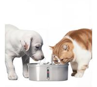 GarveeMore - Fuente de Agua para Gatos (3,2 L, Fuente de Agua automática, Acero Inoxidable, con Ventana de Nivel de Agua, Filtro de Carbono Activado, USB silenciosa, Doble Salida para Gatos y Ch)