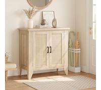 GarveeMore Gabinete Buffet Estilo Boho para Oficina y hogar - Aparador pequeño de Madera con Puertas y estantes Ajustables - Gran Capacidad de Almacenamiento - Consola credenza en Roble Natural