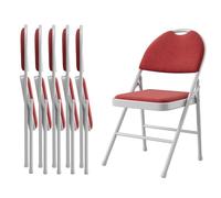 GarveeMore Juego de 6 sillas plegables de piel sintética, con vista de metal, asiento acolchado, silla de jardín plegable, silla de camping de piel sintética, ligera, para casa, oficina, comedor y