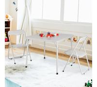GarveeMore Juego De Mesa Plegable y 2 Sillas para Niños, 3 Piezas Infantiles con Cojín De Vinilo Acolchado, Mesa De Actividades para Habitación Infantil, Guardería, Cuarto De Juegos, Beige