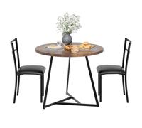 GarveeMore Juegos de Muebles de Comedor,Redonda Mesa Cocina con 2 Sillas, Estructura Robusta, para Comedor y Salón, Mesa 80 x 75 cm, Vintage