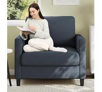 GarveeMore Kompaktes 2-Sitzer Sofa für Wohnzimmer - Bequemes Loveseat aus weichem Stoff, platzsparend & Stabil - Waschbarer Bezug, werkzeuglose Montage, bis 204 kg - Farbe: Blau-Grau