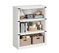 GarveeMore Librería de 3 Niveles, Mueble de Almacenamiento Estilo Rústico Gris, para Salón, Dormitorio y Oficina, Estantería Abierta con Estructura Metálica, 90x30x100cm