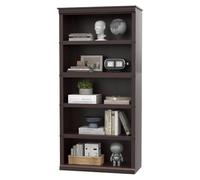 GarveeMore Librería Estantería para Salón, Dormitorio y Oficina, 5 Niveles de Almacenamiento, Estilo Rústico Cerezo, 171x80x32cm