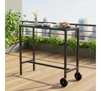 GarveeMore Mesa Alta De Exterior con Ruedas, Mesa De Bar De Metal Negro, Capacidad De 150 kg, Ideal para Jardín, Terraza y Patio, 99×41×94 cm