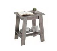 GarveeMore Mesa Auxiliar de 2 Niveles, Mesa de Noche Moderna con Estante Inferior, para Salón, Dormitorio y Sofá, Gris, 39x30x48cm