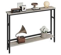 GarveeMore Mesa Consola Estrecha de 100 cm de 2 Niveles para salón y Pasillo - Estantes Abiertos, Estilo Farmhouse rústico, Estable y Duradera Entrada, Dormitorio y detrás del sofá