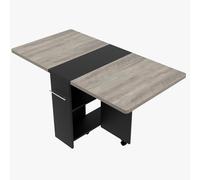 GarveeMore Mesa de Comedor Plegable Multifuncional, Mesa Auxiliar con Ruedas y Almacenamiento, Ahorra Espacio, para Cocina y Comedor, Gris, 120x60x75cm