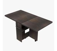 GarveeMore Mesa de Comedor Plegable Multifuncional, Mesa Auxiliar con Ruedas y Almacenamiento, Ahorra Espacio, para Cocina y Comedor, Color Nogal Oscuro, 120x60x75cm
