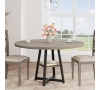 GarveeMore Mesa de Comedor Redonda de Estilo Moderno con Estante Inferior, Estructura Resistente, para Cocina y Comedor, Color Gris, 120x75cm