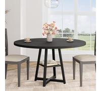 GarveeMore Mesa de Comedor Redonda Negra con Estante de Almacenamiento, Estructura Resistente 159kg, Estilo Moderno para Cocina y Hogar, Color Negro, 120x75cm Sillas no Incluidas