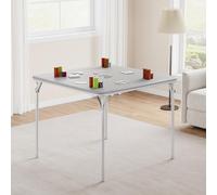 GarveeMore Mesa Plegable Portátil, Fácil de Plegar y Ahorra Espacio, Uso Versátil para Salón, Dormitorio y Cocina, Gris, 96×96×70 cm