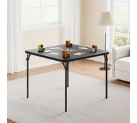 GarveeMore Mesa Plegable Portátil, Fácil de Plegar y Ahorra Espacio, Uso Versátil para Salón, Dormitorio y Cocina, Negro, 96×96×70 cm