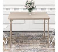 GarveeMore Mesa Plegable Portátil, Fácil de Plegar y Ahorra Espacio, Uso Versátil para Salón, Dormitorio y Cocina, Beige, 96×96×70 cm