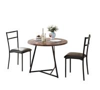 GarveeMore Mesa Redonda de Comedor con 2 Sillas, Estructura Robusta, para Comedor y Salón, 80 x 75 cm, Color Vintage