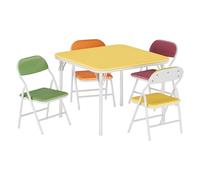 GarveeMore Mesa y Silla Infantil Plegable, Estructura Compacta y Fácil de Almacenar, Adecuada para Dormitorio y Zona de Juegos Infantil, Color Multicolor