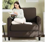 GarveeMore Modernes 2-Sitzer Sofa für Wohnzimmer - Kompaktes Loveseat aus weichem Stoff mit Armlehnen & Kissen - Waschbarer Bezug, einfache Montage, bis 204 kg, Ideal für Kleine Räume - Farbe: Braun