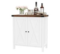 GarveeMore Mueble Cocina Aparador con Puertas y Estante Regulable Buffet Rustico para Cocina, Salón o Comedor Mueble Auxiliar 76x40x80 cm Marrón+Blanco