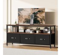 GarveeMore - Mueble de TV con 3 cajones, Banco para TV de hasta 55 ", Armario de TV de Madera con cajones y estantes para salón, Dormitorio, decoración, 120 x 57 x 30 cm, Color marrón Vintage