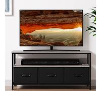 GarveeMore - Mueble de TV con 3 cajones, Banco para TV de hasta 55", Armario de TV de Madera con cajones y estantes para salón, Dormitorio, decoración, 120 x 57 x 30 cm, Color Gris