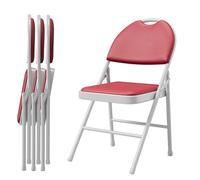 GarveeMore Pack De 4 Sillas Plegables Acolchadas con Asiento y Respaldo Tapizado En PU, Estructura Metálica, Patas Antideslizantes, Apilables y Portátiles para Cocina, Comedor, Oficina o Eventos