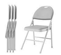 GarveeMore Pack De 4 Sillas Plegables Acolchadas con Asiento y Respaldo Tapizado En PU, Estructura Metálica, Patas Antideslizantes, Apilables y Portátiles para Cocina, Comedor, Oficina o Eventos