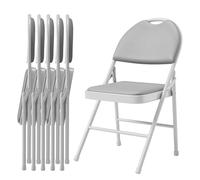 GarveeMore Pack De 6 Sillas Plegables Acolchadas con Asiento y Respaldo Tapizado En PU, Estructura Metálica, Patas Antideslizantes, Apilables y Portátiles para Cocina, Comedor, Oficina o Eventos