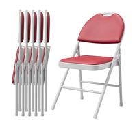 GarveeMore Pack De 6 Sillas Plegables Acolchadas con Asiento y Respaldo Tapizado En PU, Estructura Metálica, Patas Antideslizantes, Apilables y Portátiles para Cocina, Comedor, Oficina o Eventos